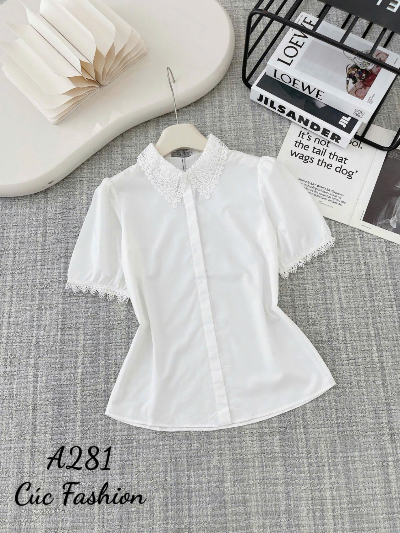 A281 Áo sơ mi cổ ren hoa