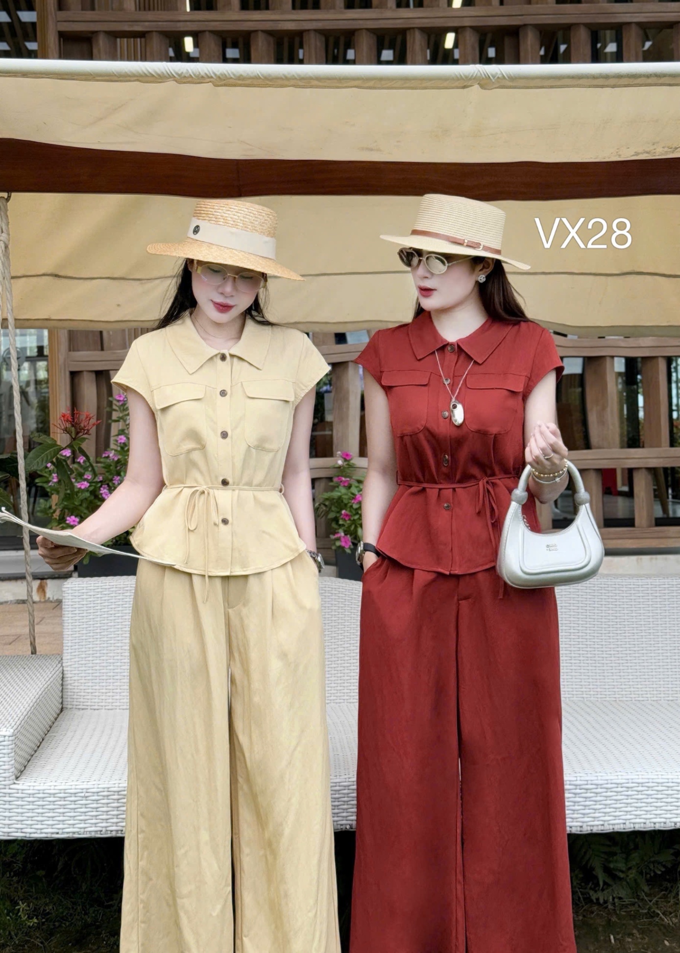 VX28 Set quần áo cộc thắt eo