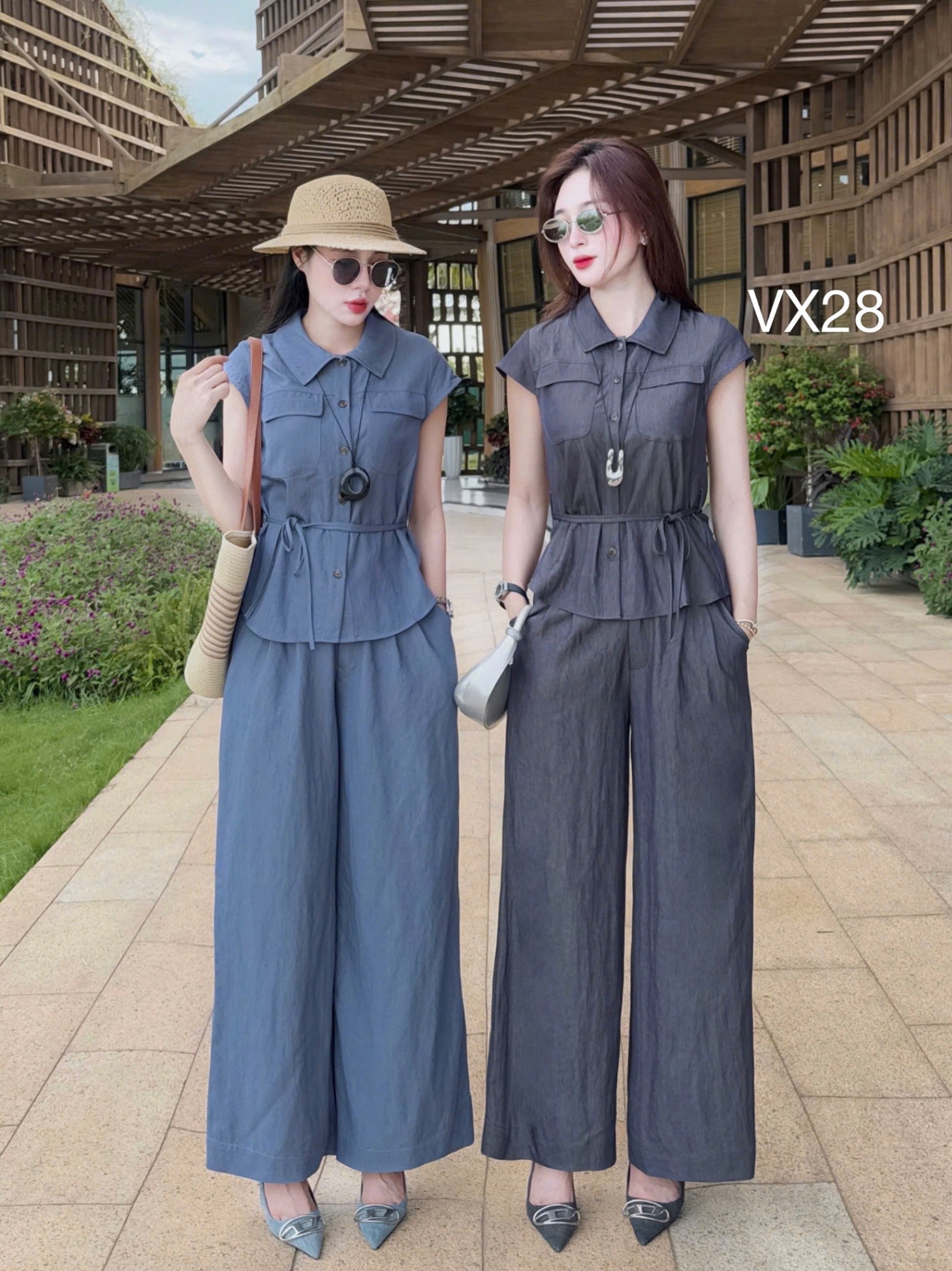 VX28 Set quần áo cộc thắt eo