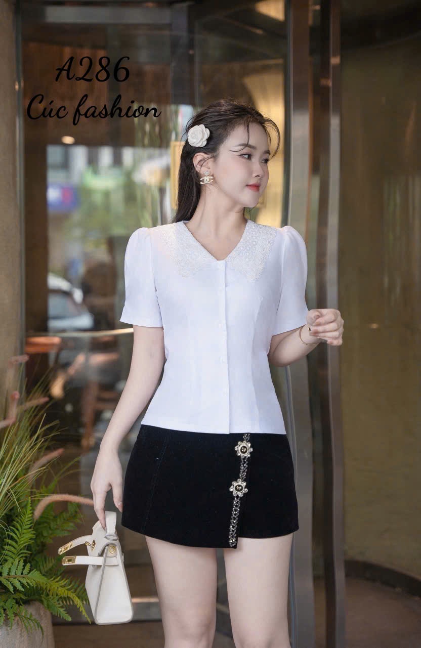 A286 Áo sơ mi cổ ren