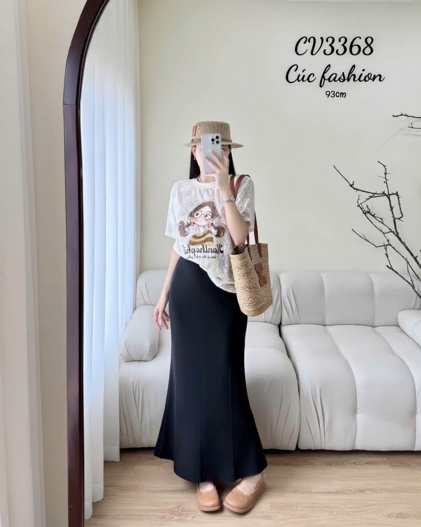 CV3368 Chân váy đuôi cá 93cm