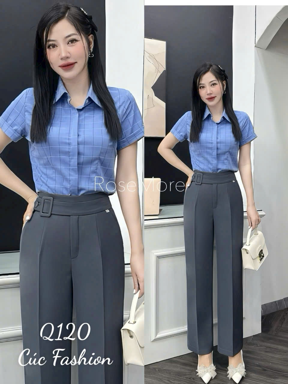 Q120 Quần xuông đai vuông lệch