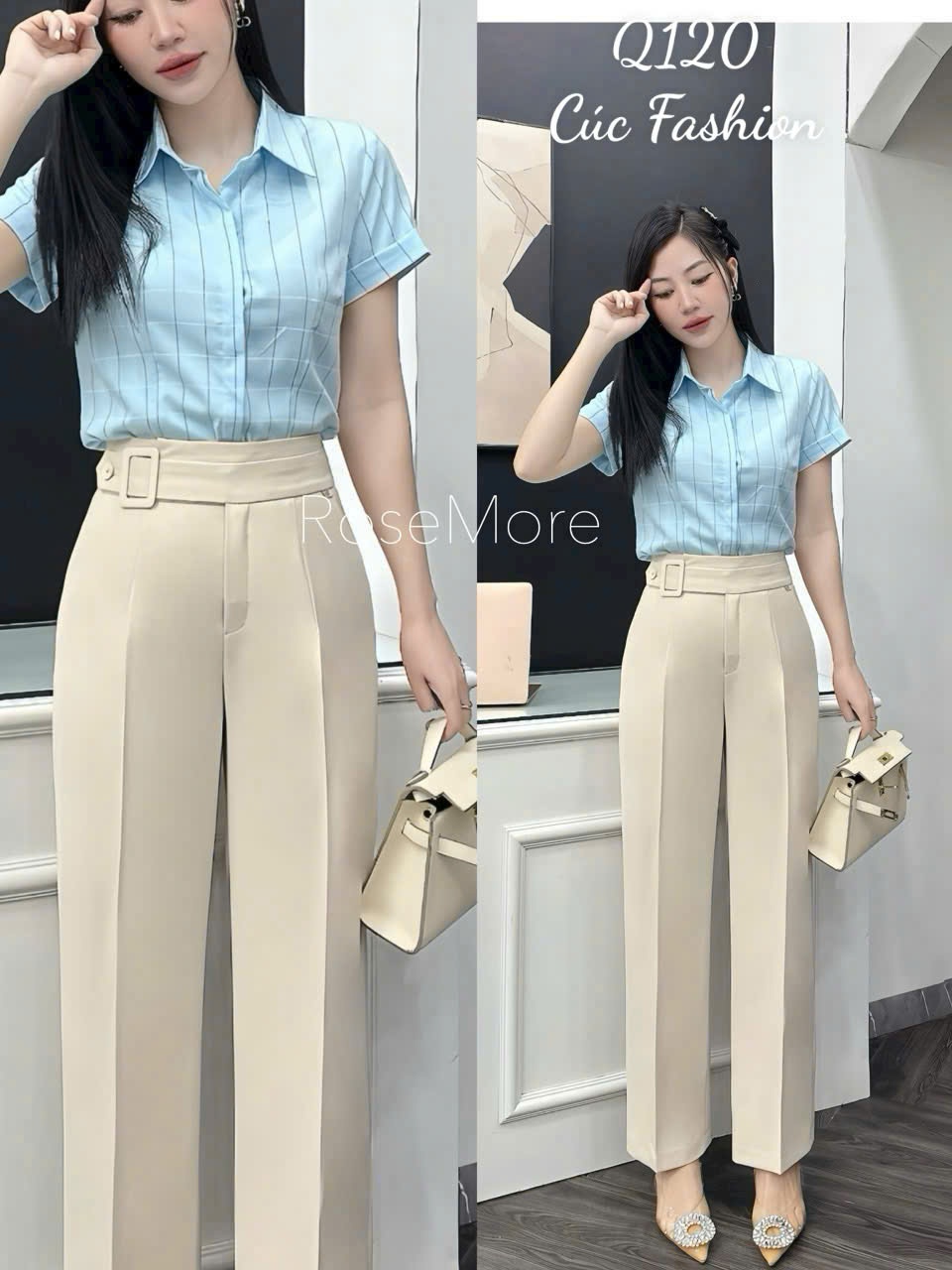 Q120 Quần xuông đai vuông lệch