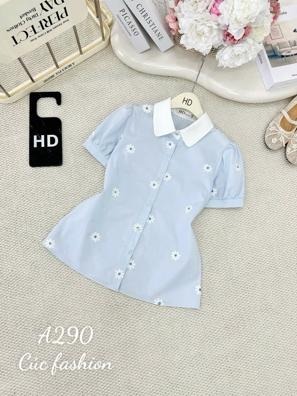 A290 Áo sơ mi họa tiết hoa
