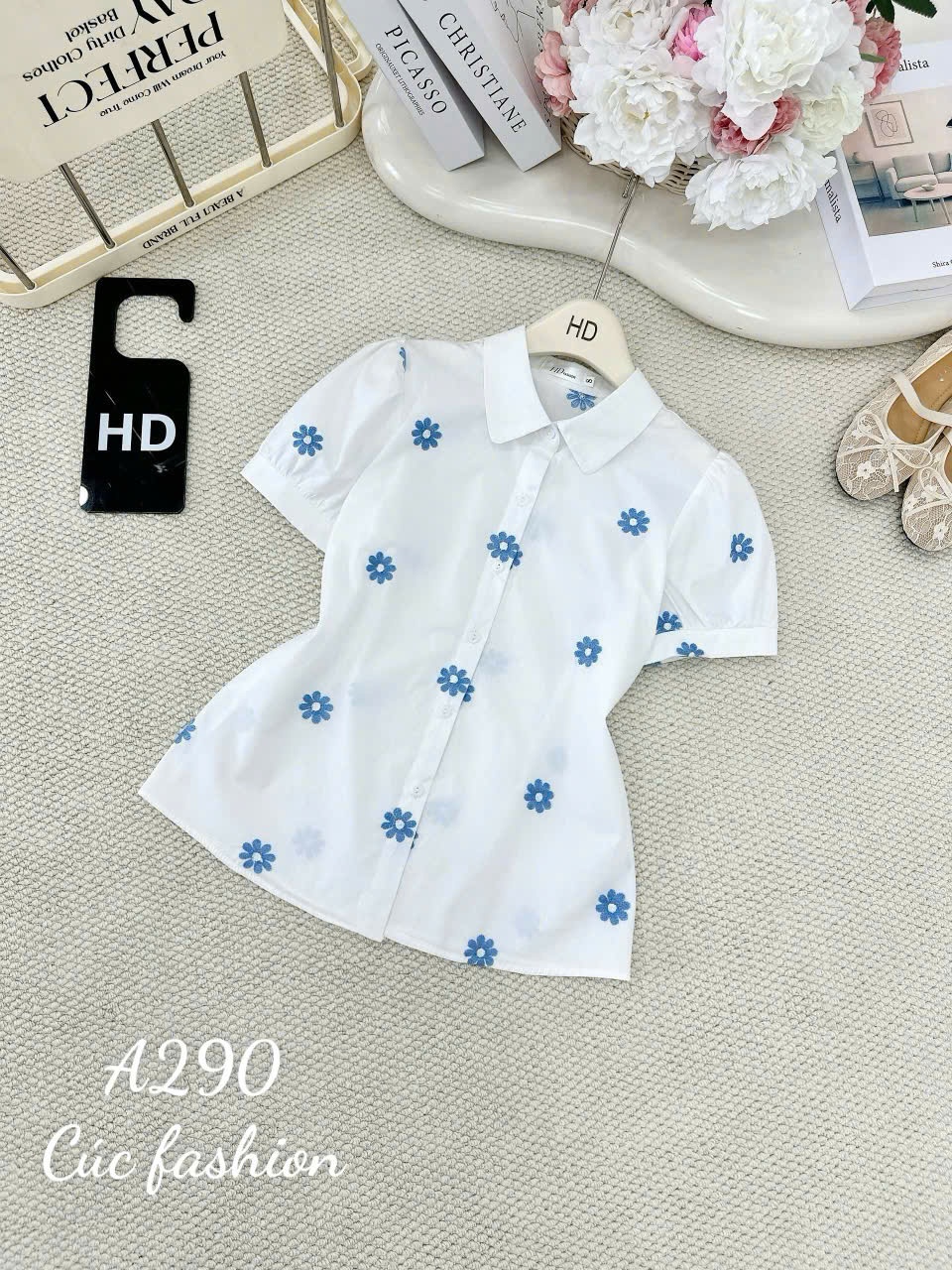 A290 Áo sơ mi họa tiết hoa