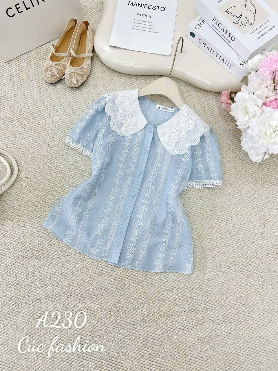 A300 Áo họa tiết cổ lượn