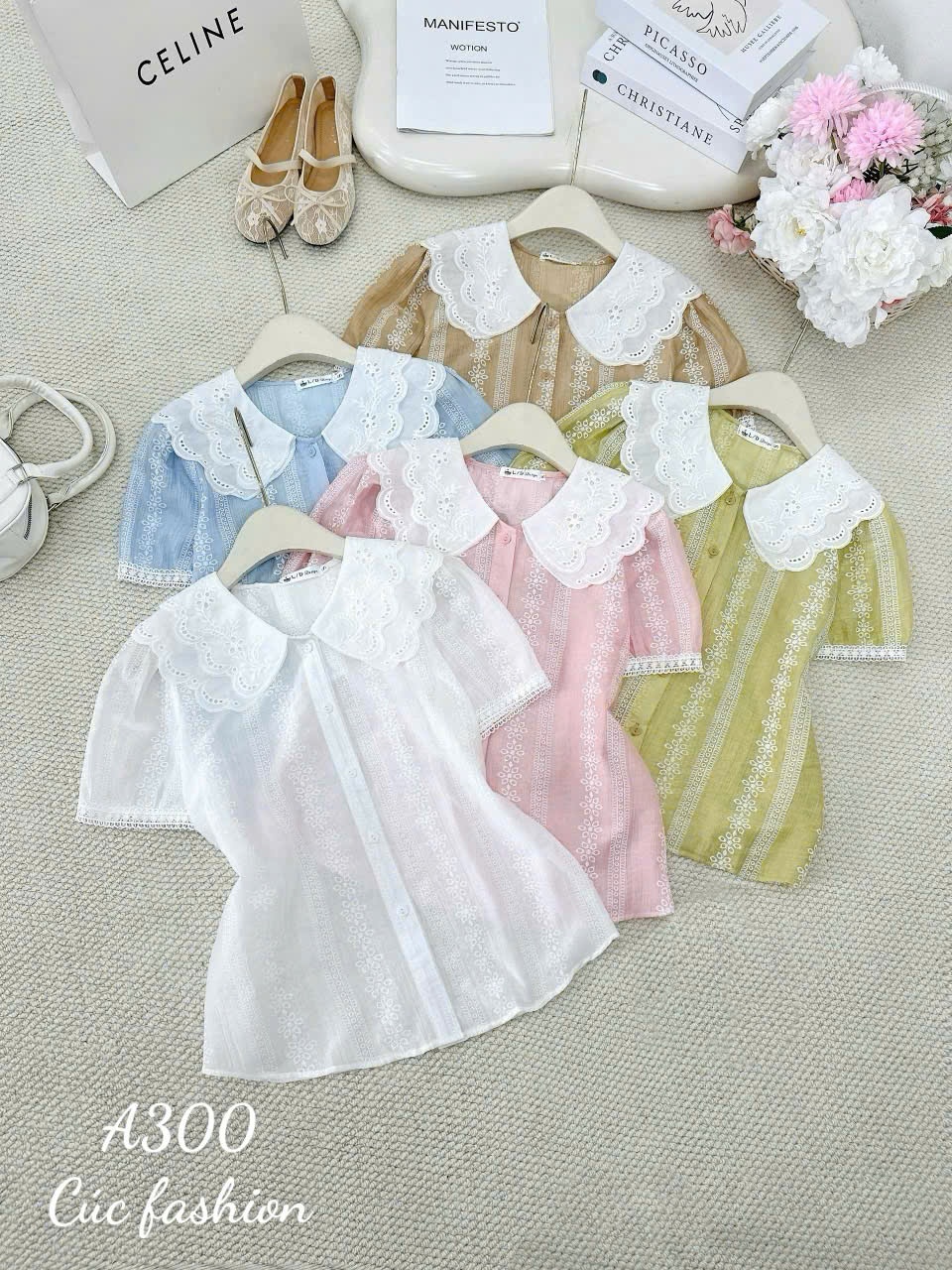 A300 Áo họa tiết cổ lượn