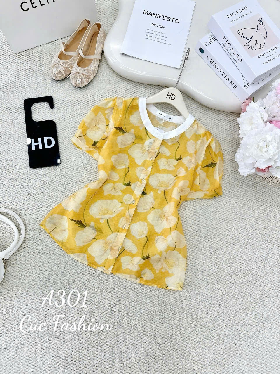 A301 Áo hoa cổ tròn
