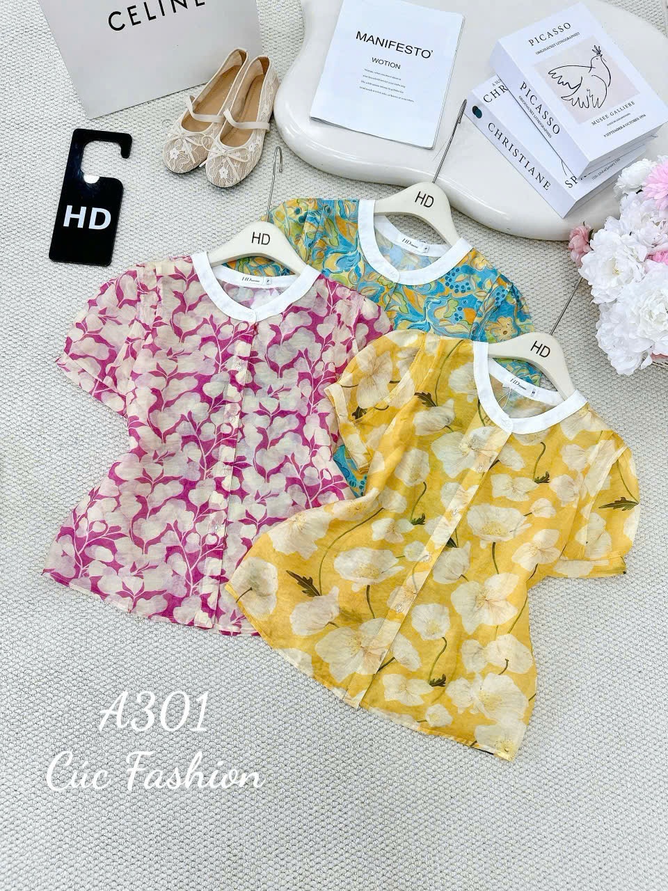A301 Áo hoa cổ tròn