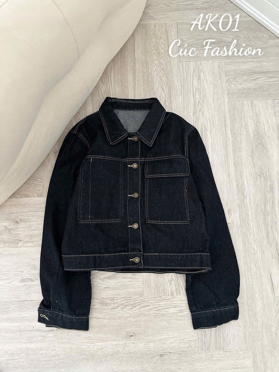 AK01 Áo khoác jeans túi ngực