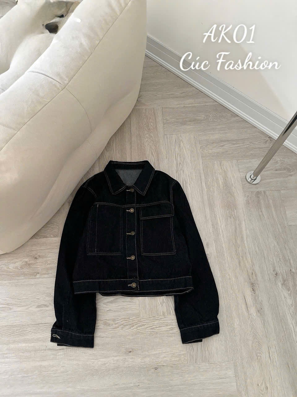 AK01 Áo khoác jeans túi ngực