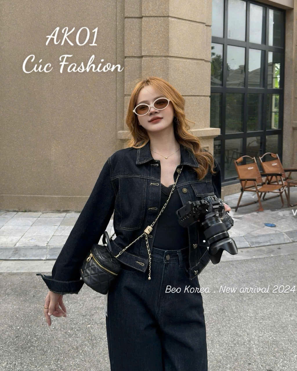 AK01 Áo khoác jeans túi ngực