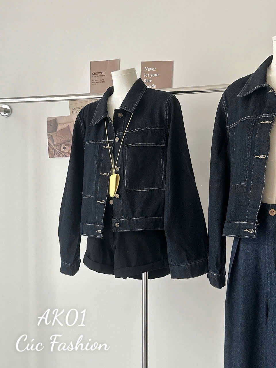 AK01 Áo khoác jeans túi ngực