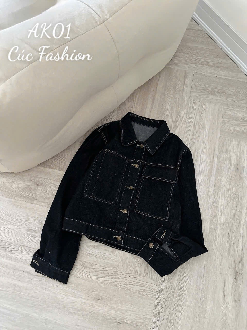 AK01 Áo khoác jeans túi ngực