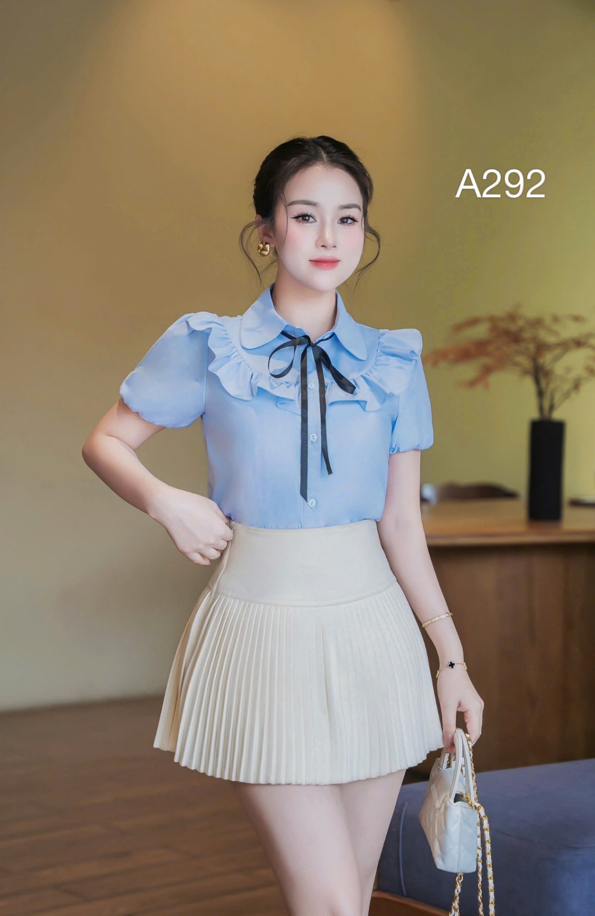 A292 Áo sơ mi bèo nơ cổ