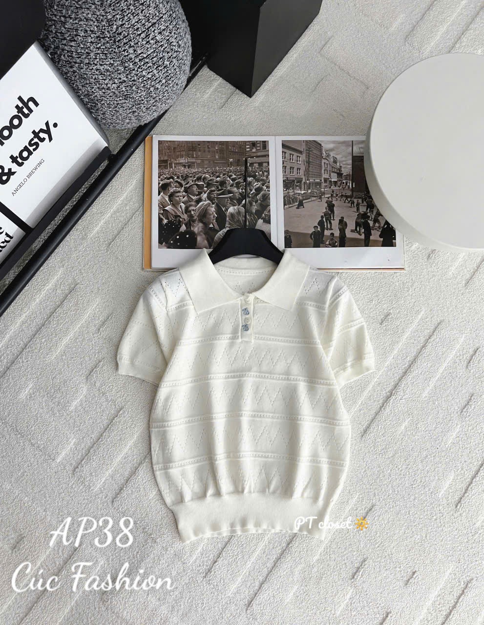AP38 Áo polo kẻ ngang họa tiết