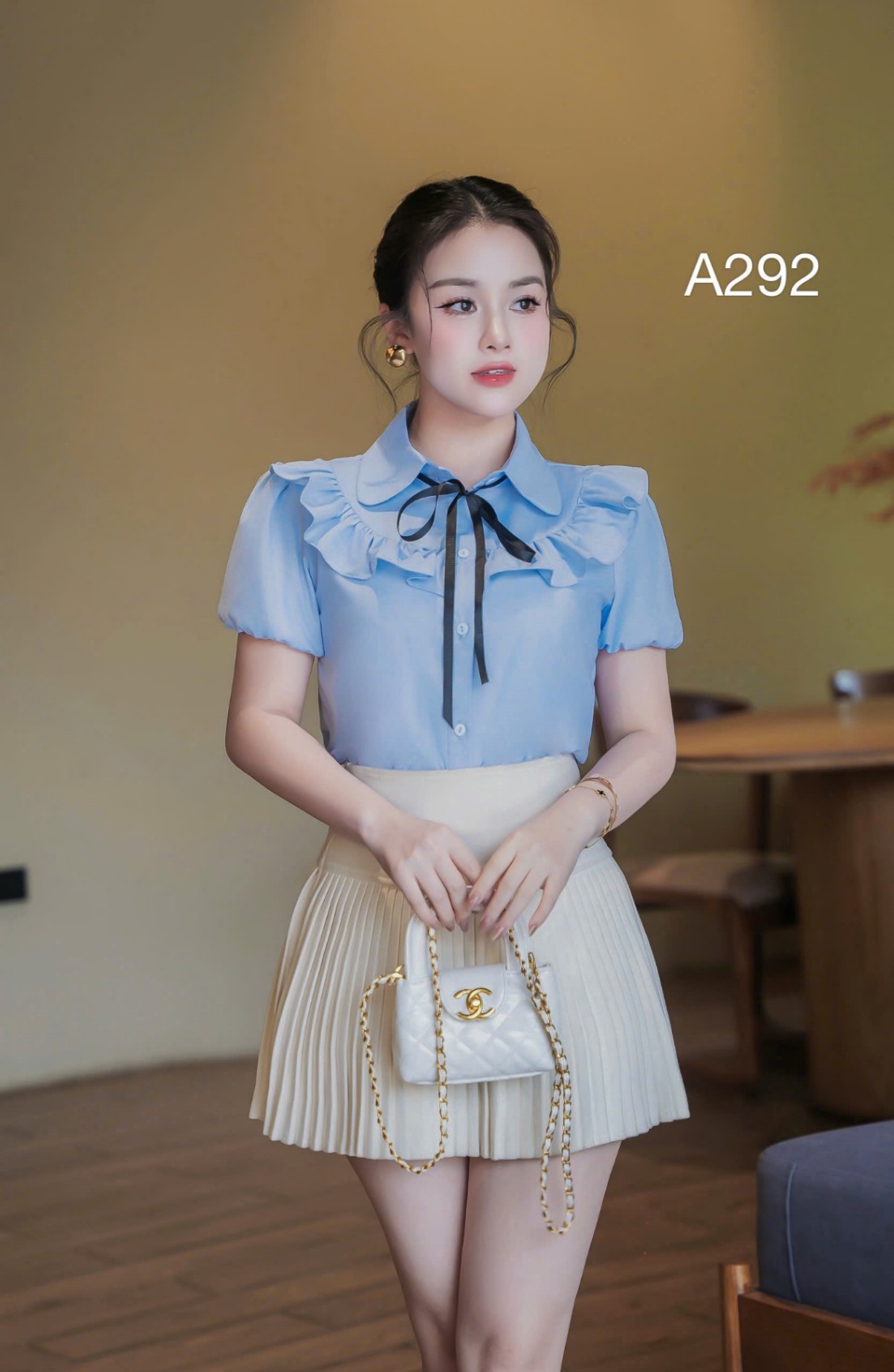 A292 Áo sơ mi bèo nơ cổ