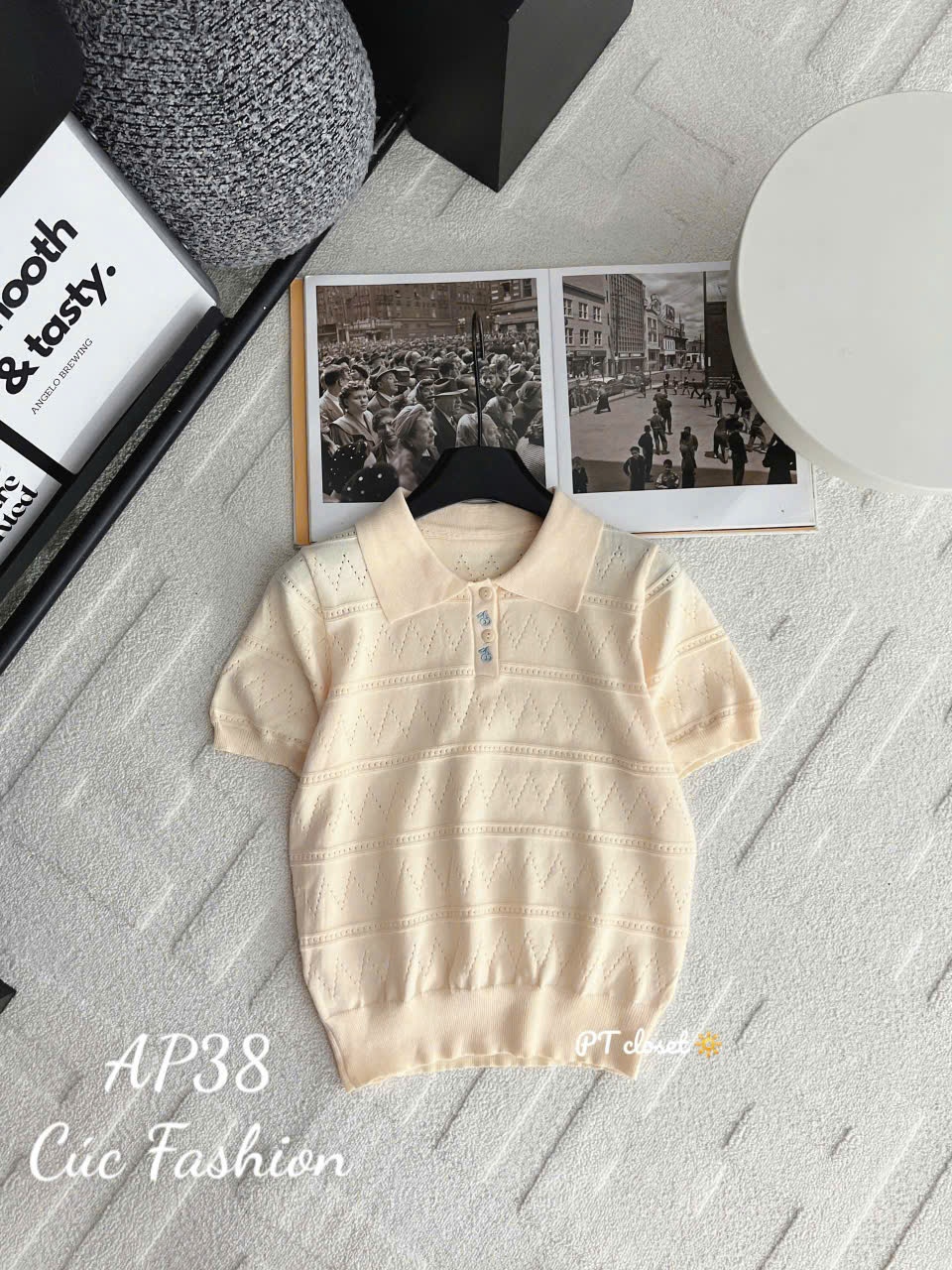 AP38 Áo polo kẻ ngang họa tiết