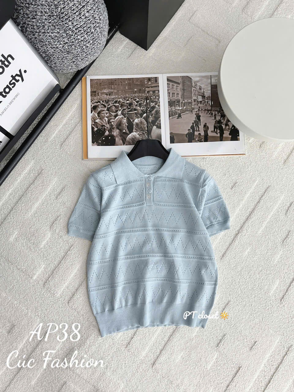 AP38 Áo polo kẻ ngang họa tiết