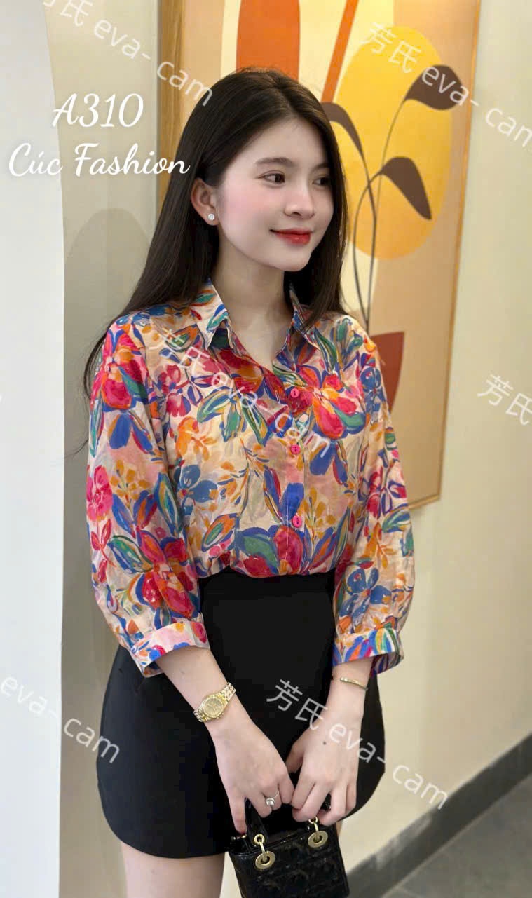 A310 Áo sơ mi dài tay họa tiết