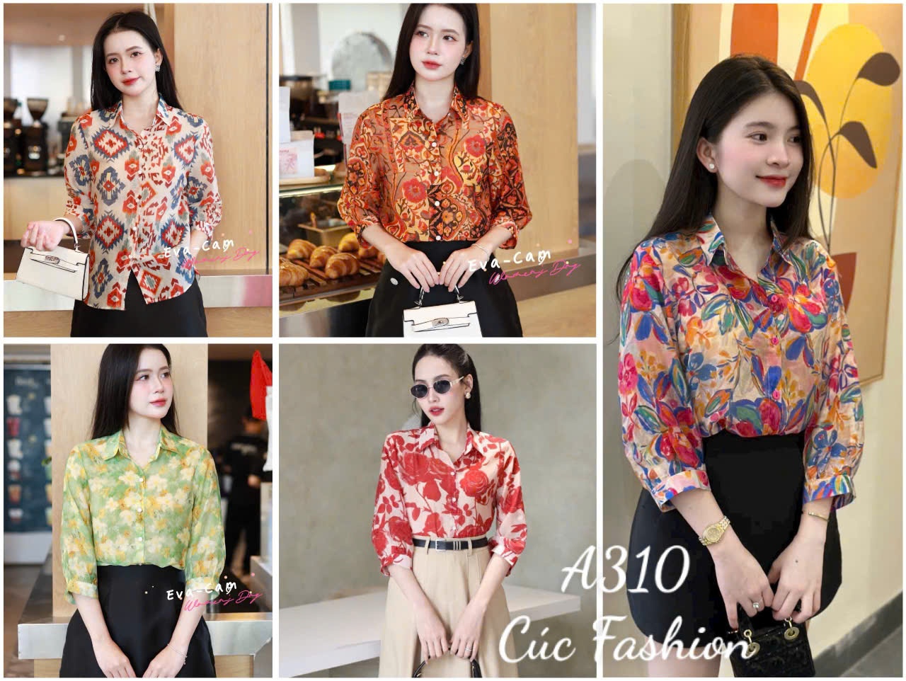 A310 Áo sơ mi dài tay họa tiết