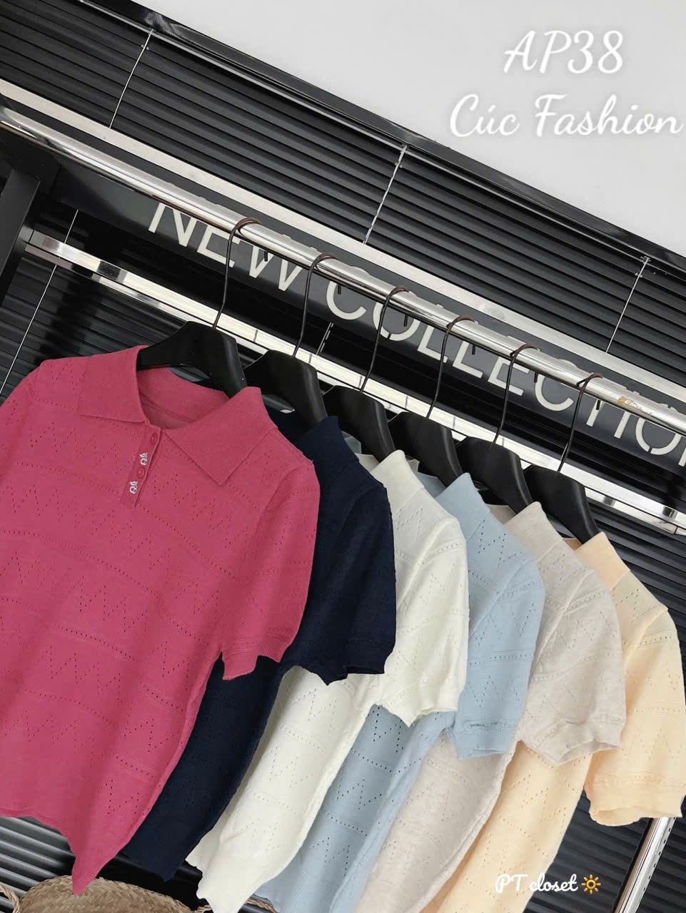 AP38 Áo polo kẻ ngang họa tiết