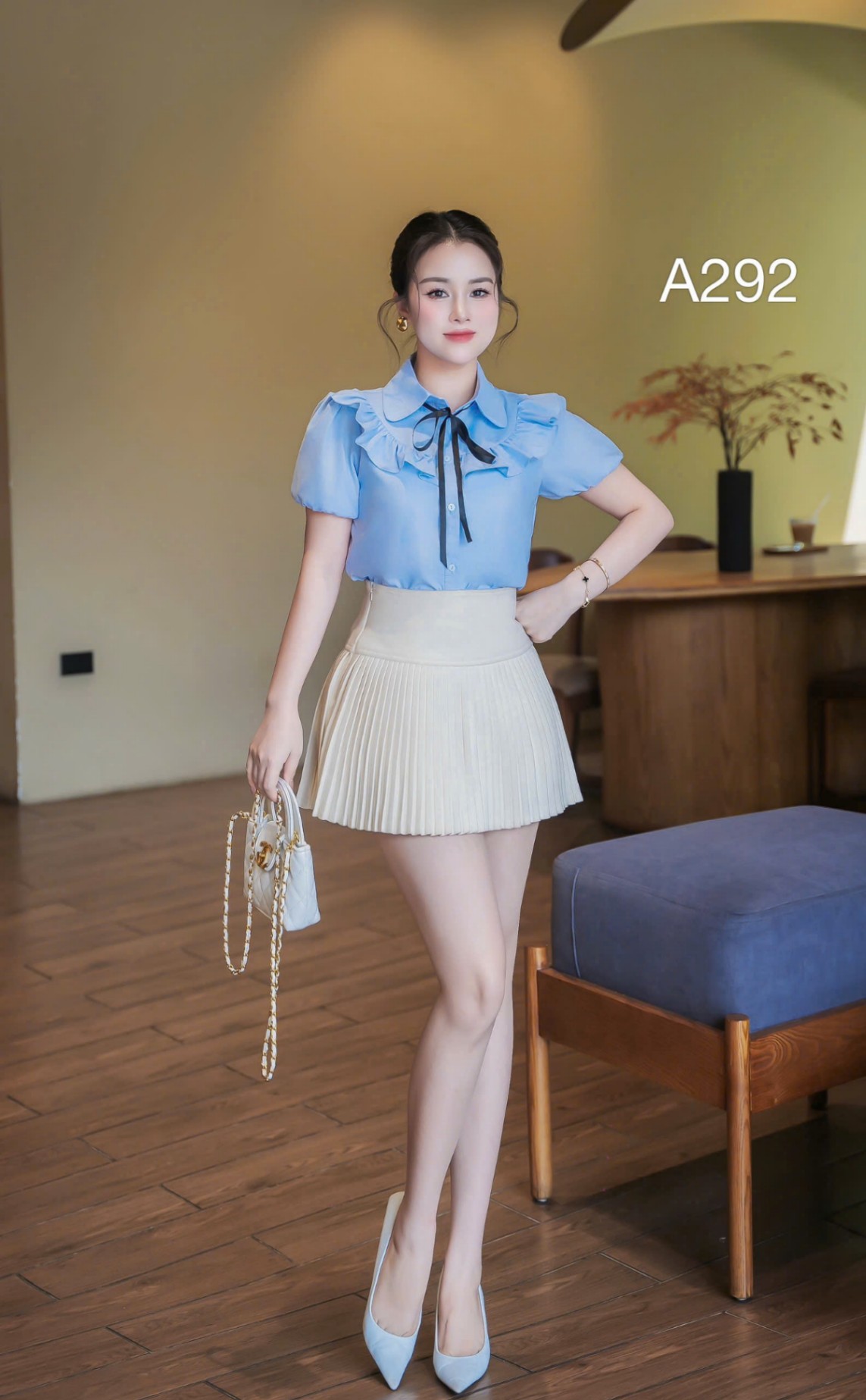 A292 Áo sơ mi bèo nơ cổ