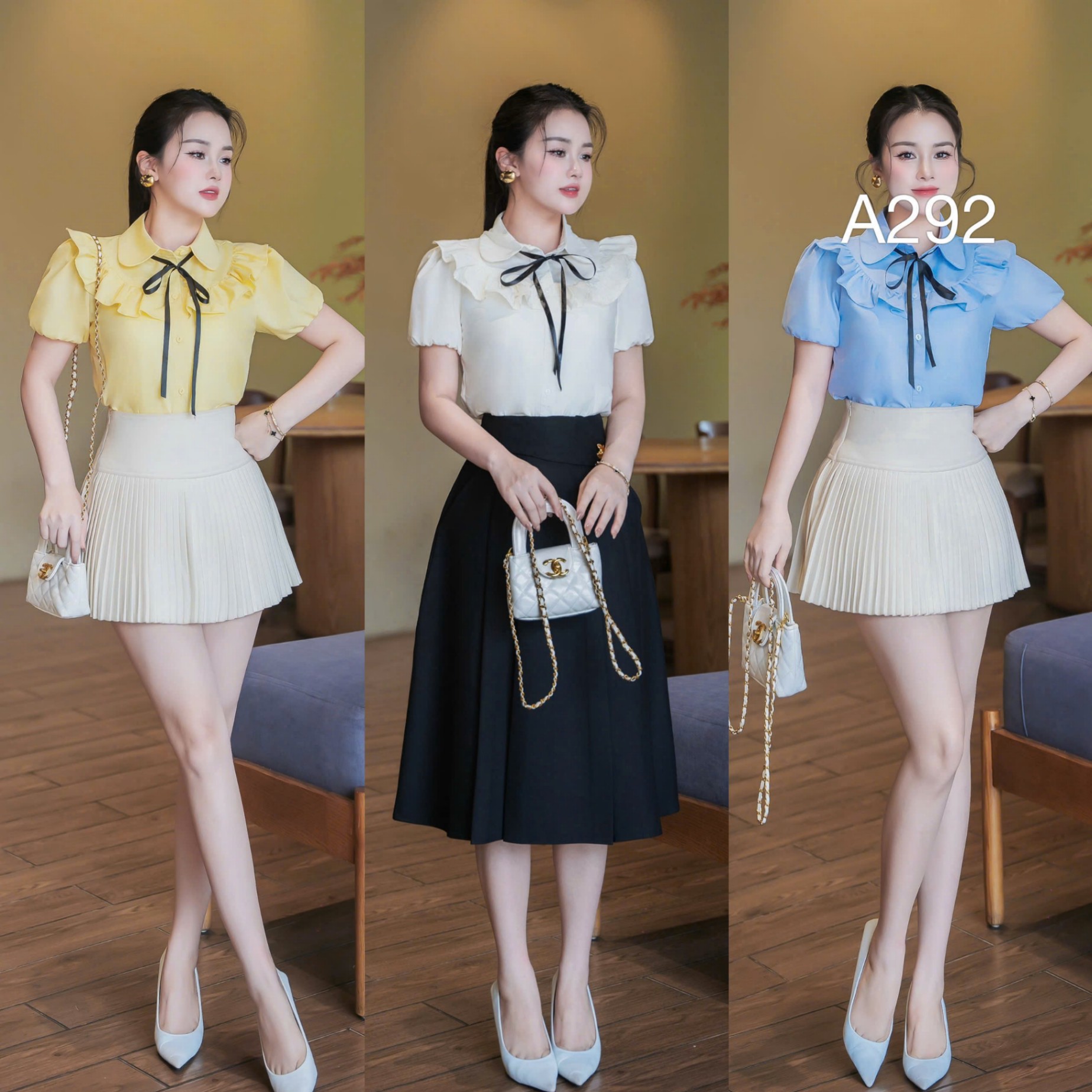 A292 Áo sơ mi bèo nơ cổ