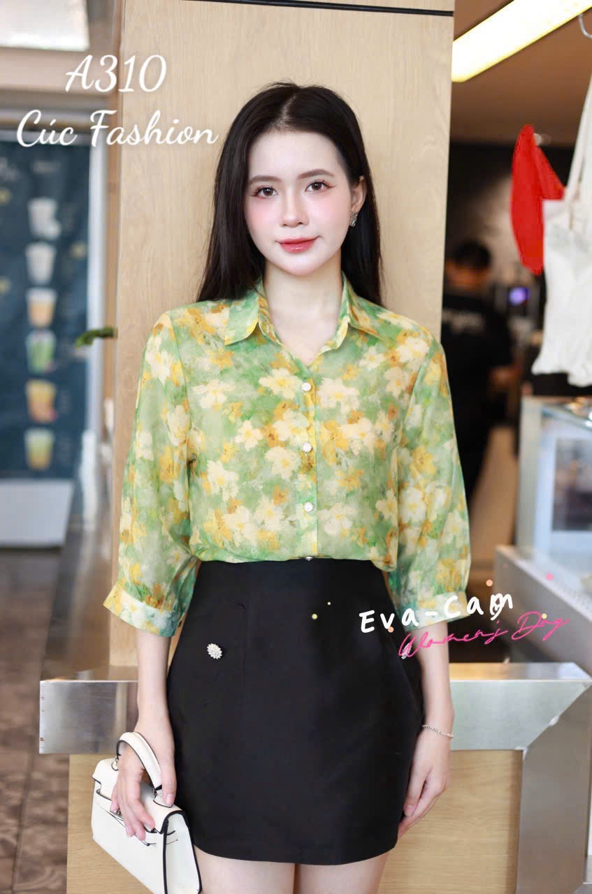 A310 Áo sơ mi dài tay họa tiết