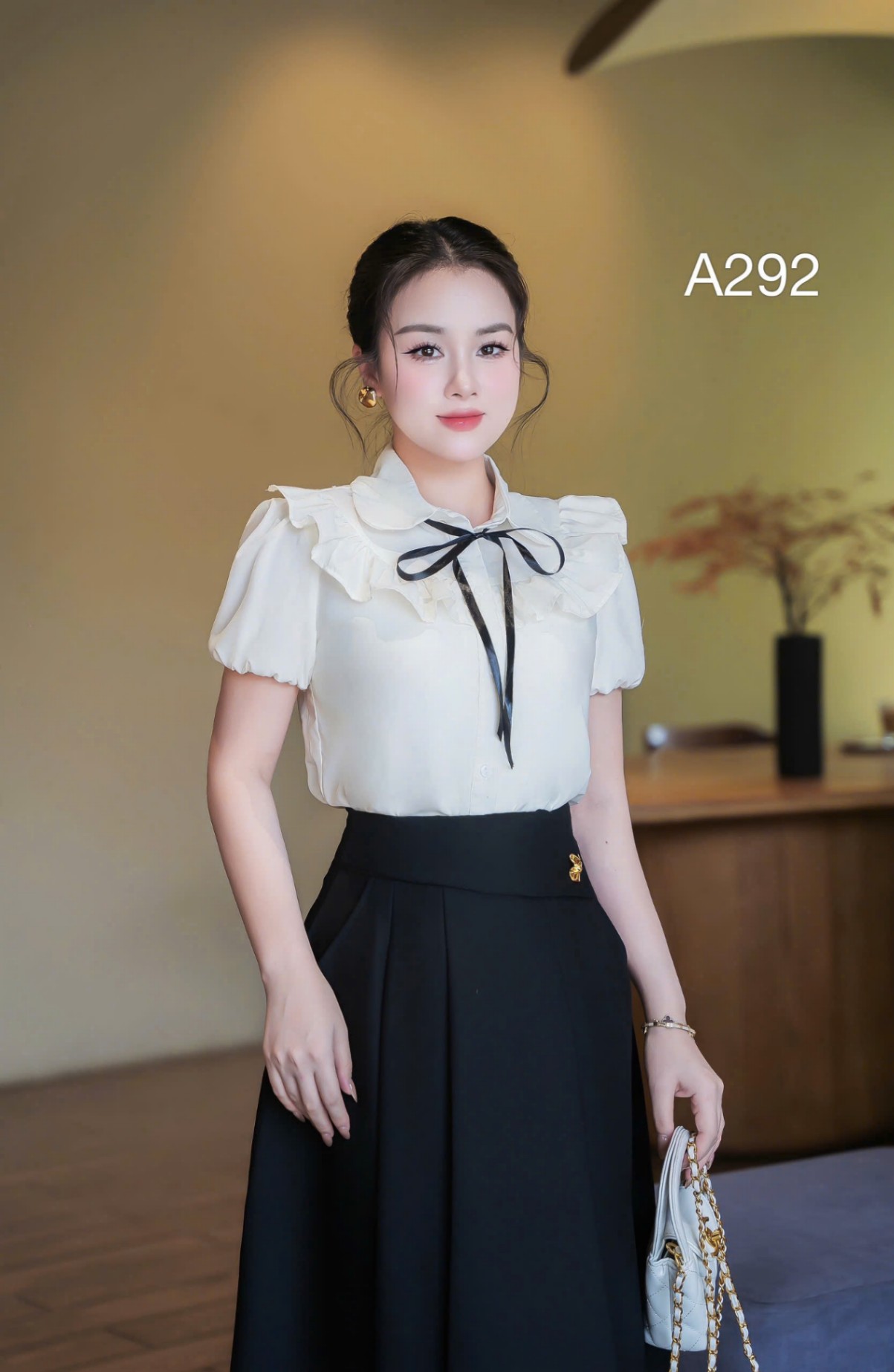A292 Áo sơ mi bèo nơ cổ