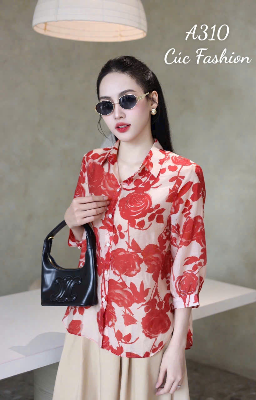 A310 Áo sơ mi dài tay họa tiết