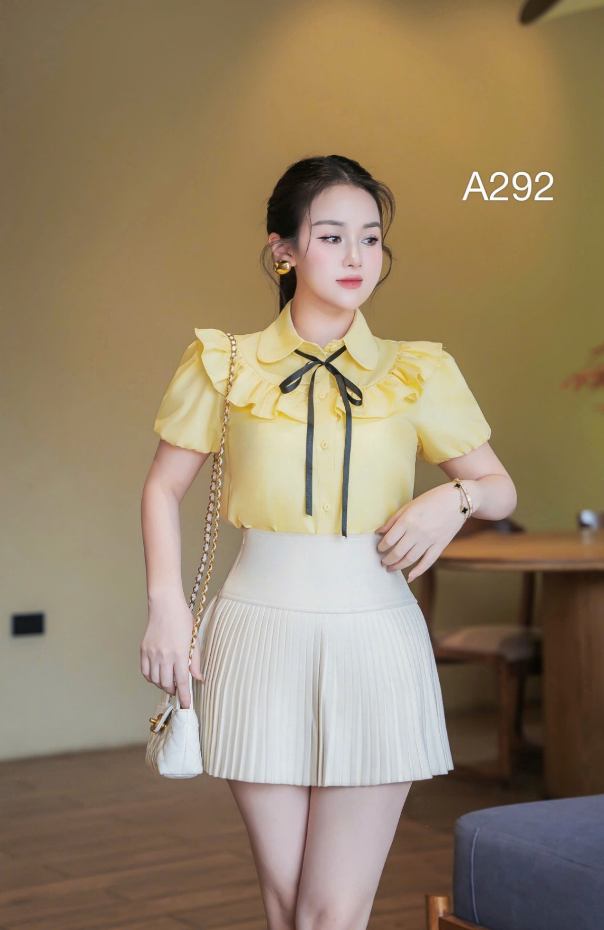 A292 Áo sơ mi bèo nơ cổ