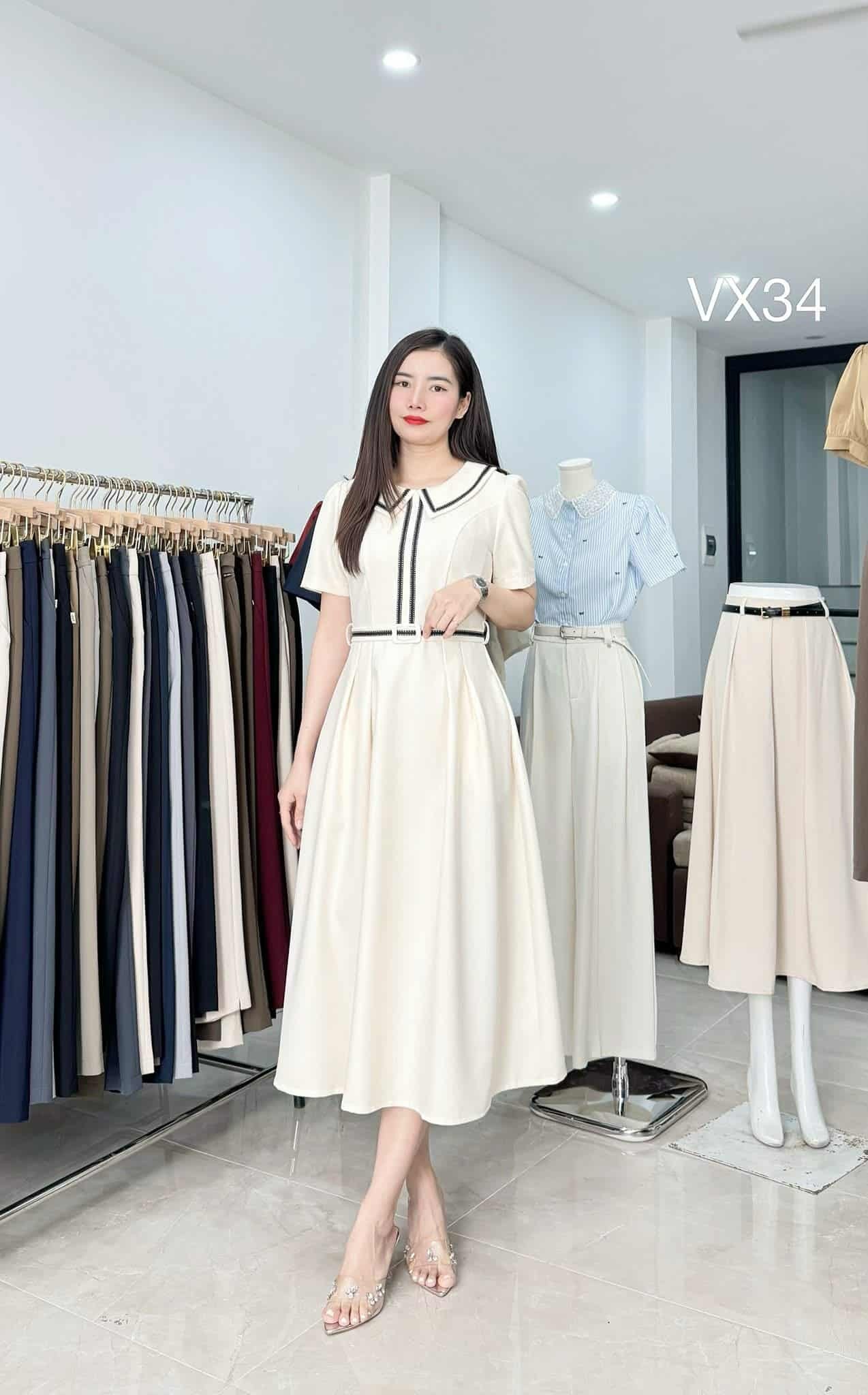 VX34 Váy liền ly đai