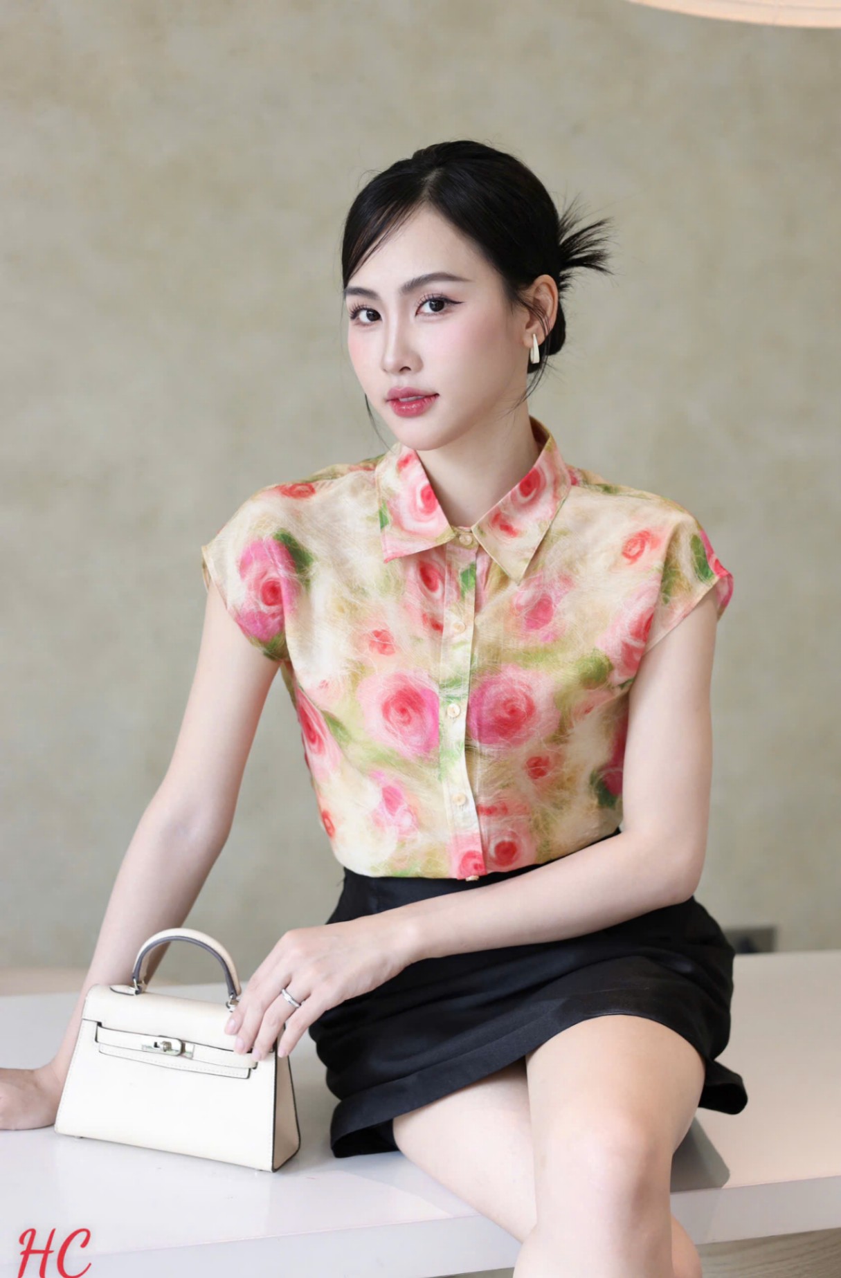 A198 Áo sơ mi hoa tay hến
