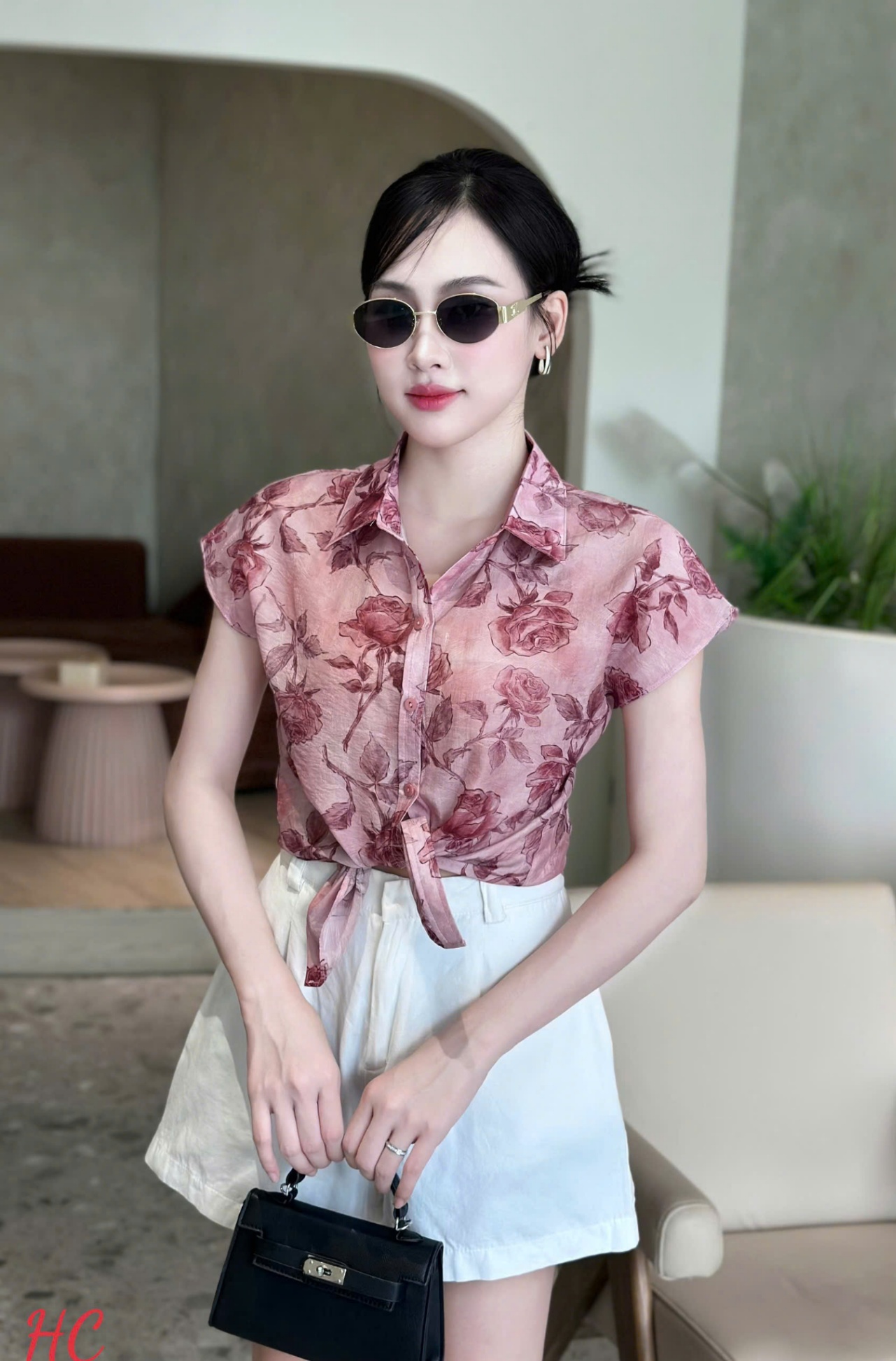 A198 Áo sơ mi hoa tay hến