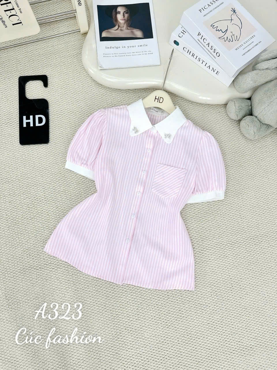 A323 Áo sơ mi kẻ túi ngực