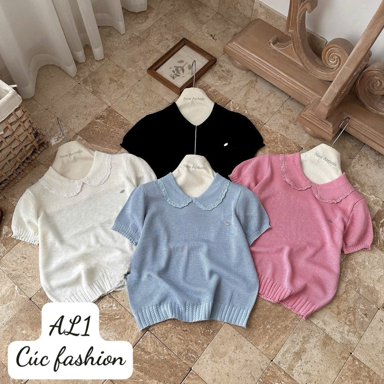 AL1 Áo len cổ viền ren