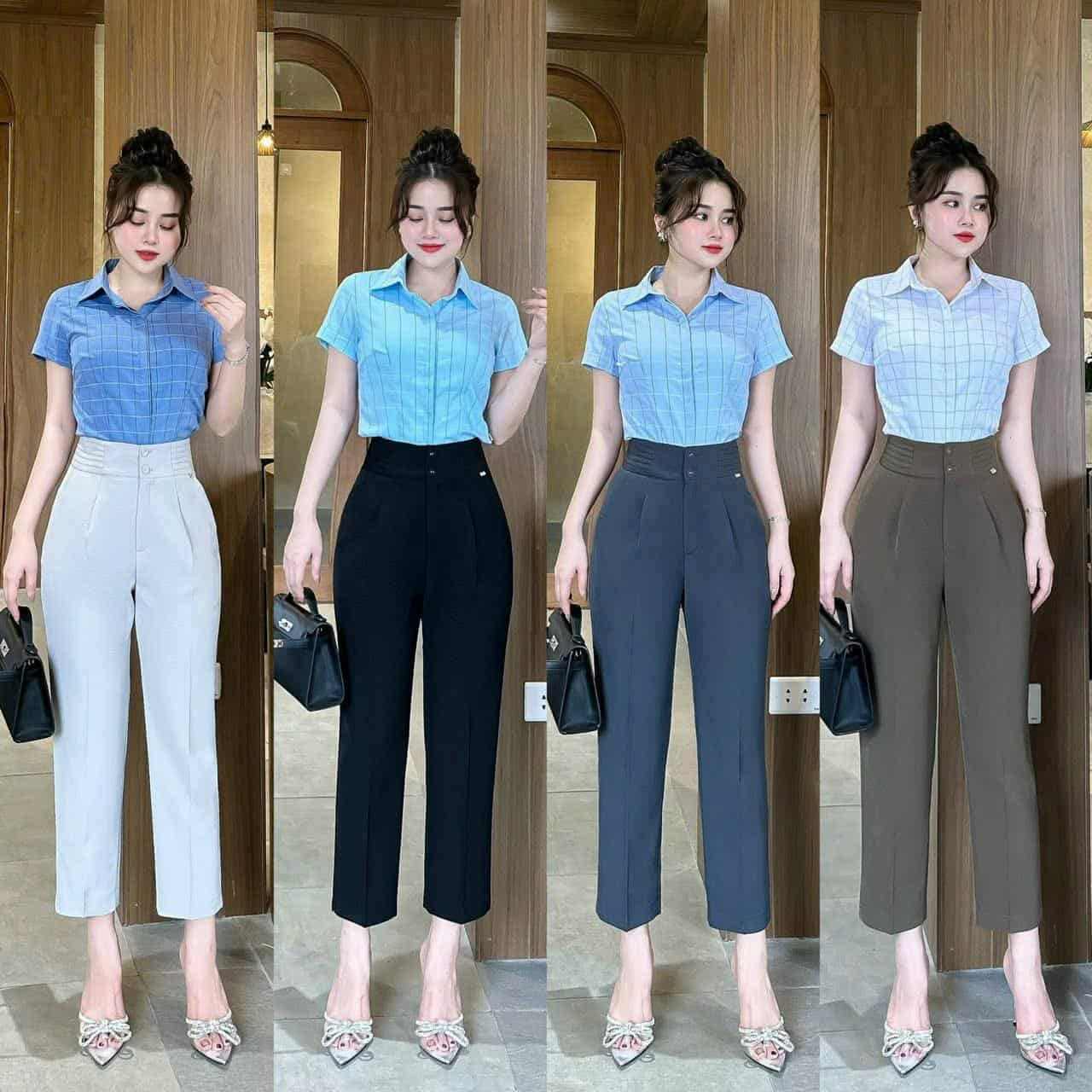 Q176 quần ly cạp 2 cúc bọc