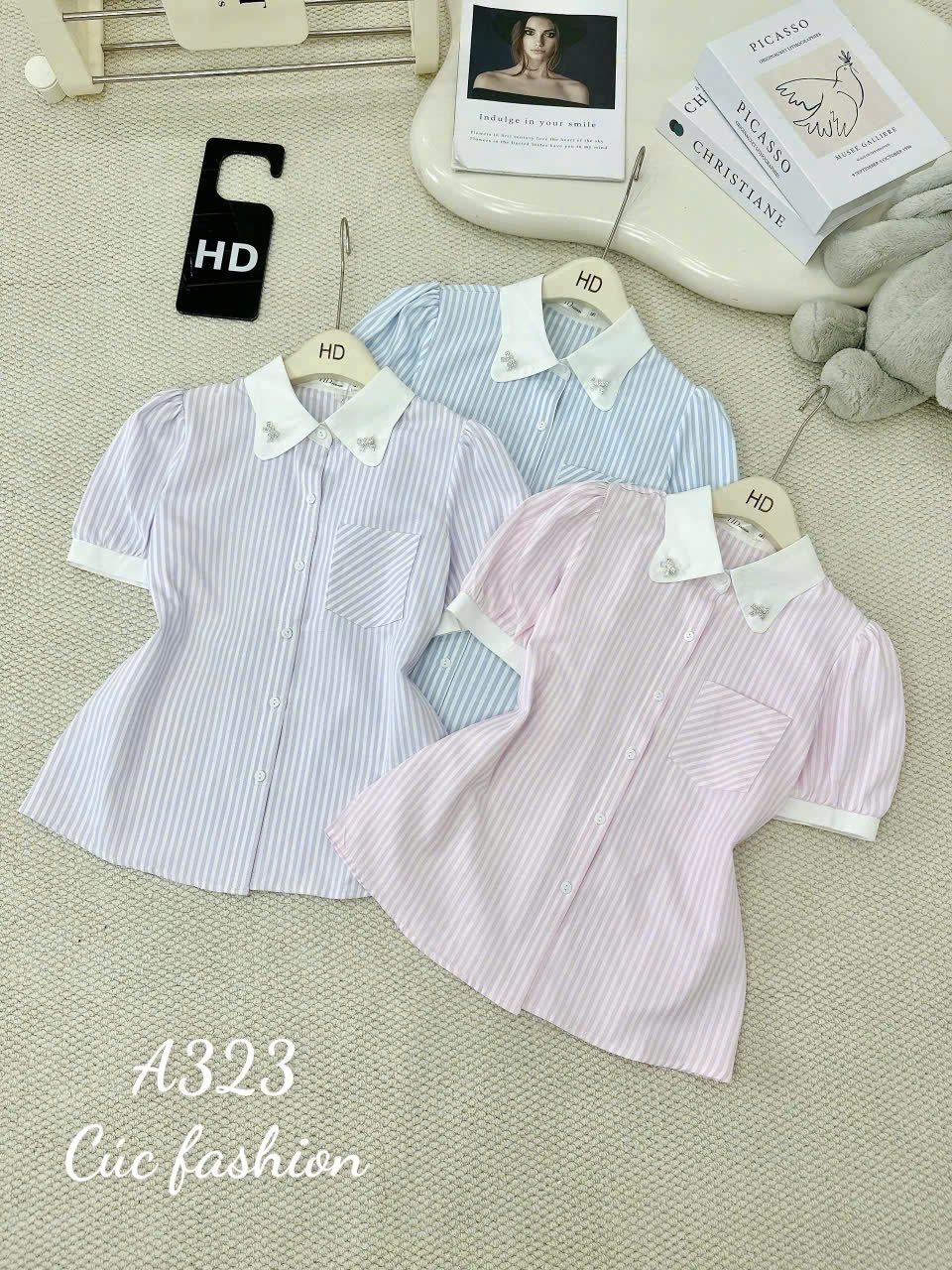 A323 Áo sơ mi kẻ túi ngực
