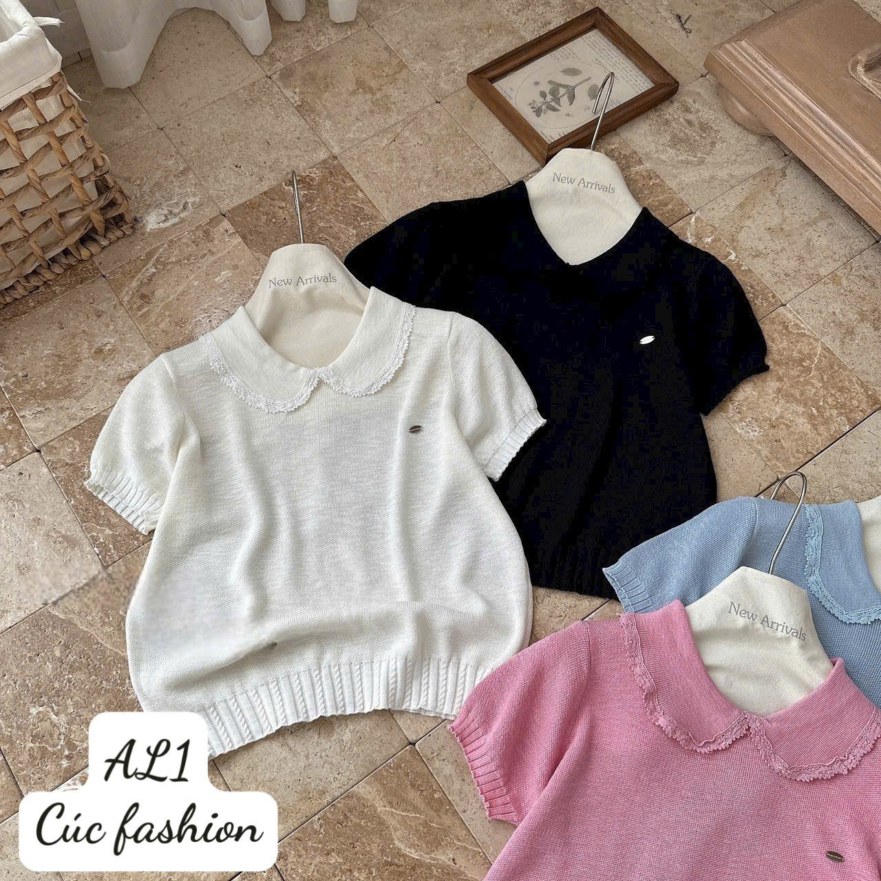 AL1 Áo len cổ viền ren