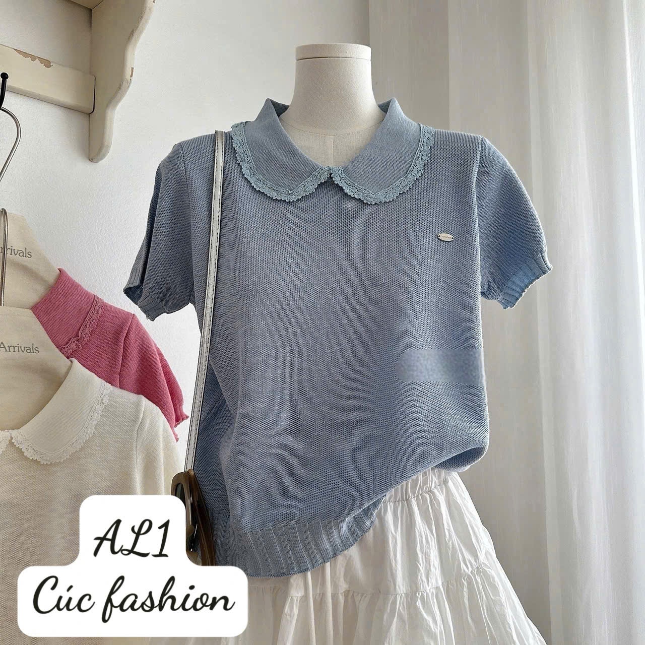 AL1 Áo len cổ viền ren