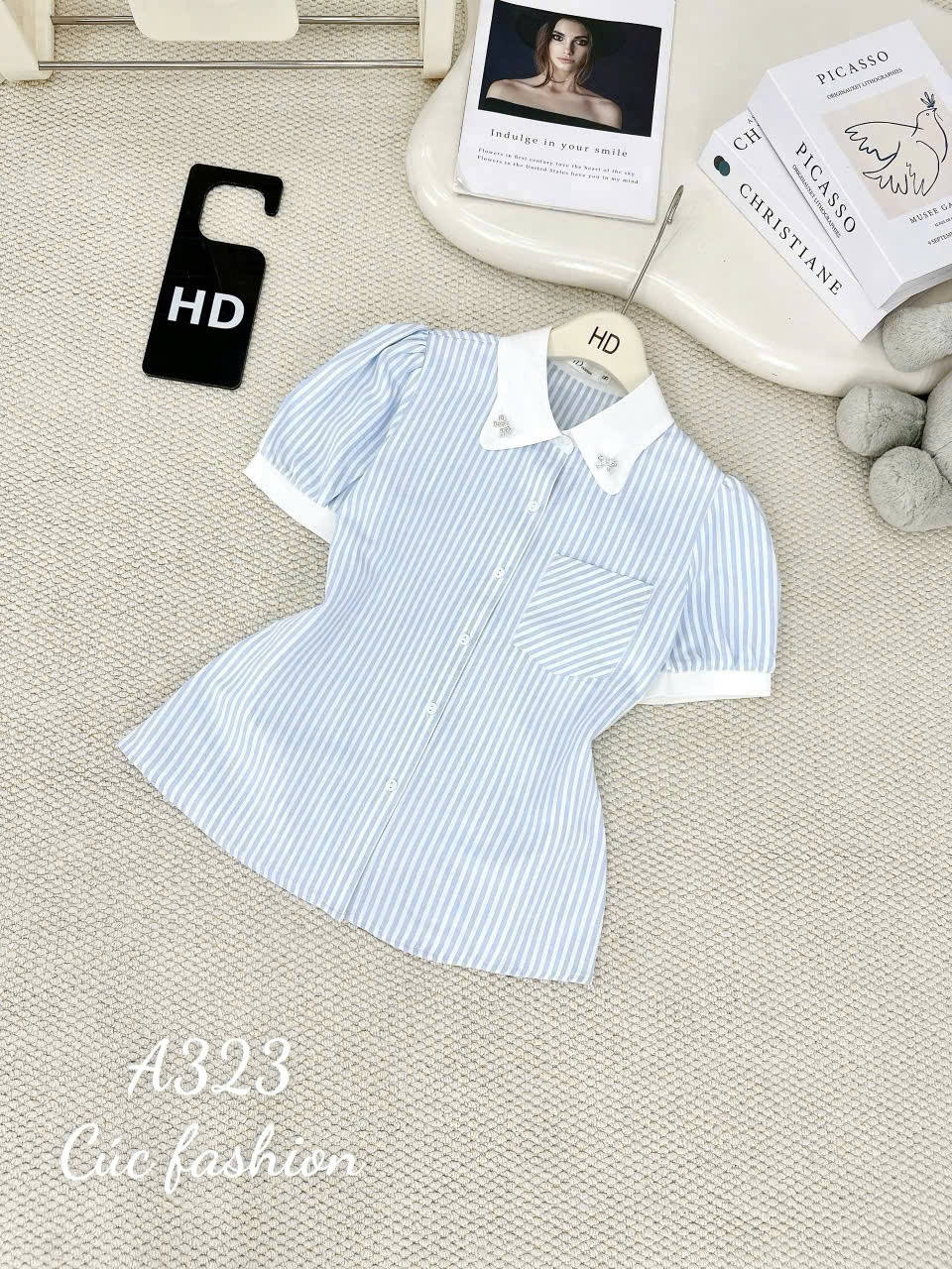 A323 Áo sơ mi kẻ túi ngực