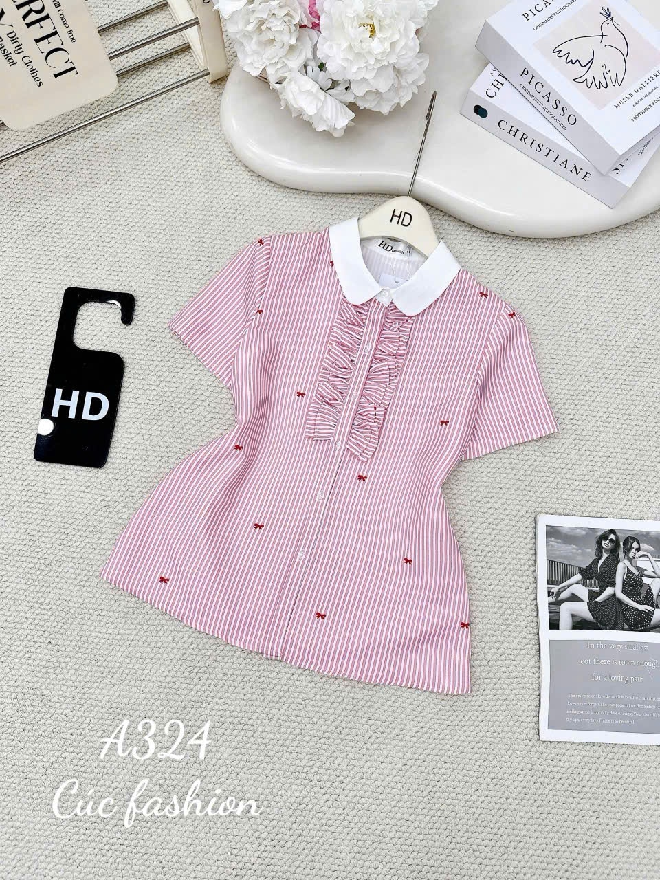 A324 Áo sơ mi bèo vạt cúc