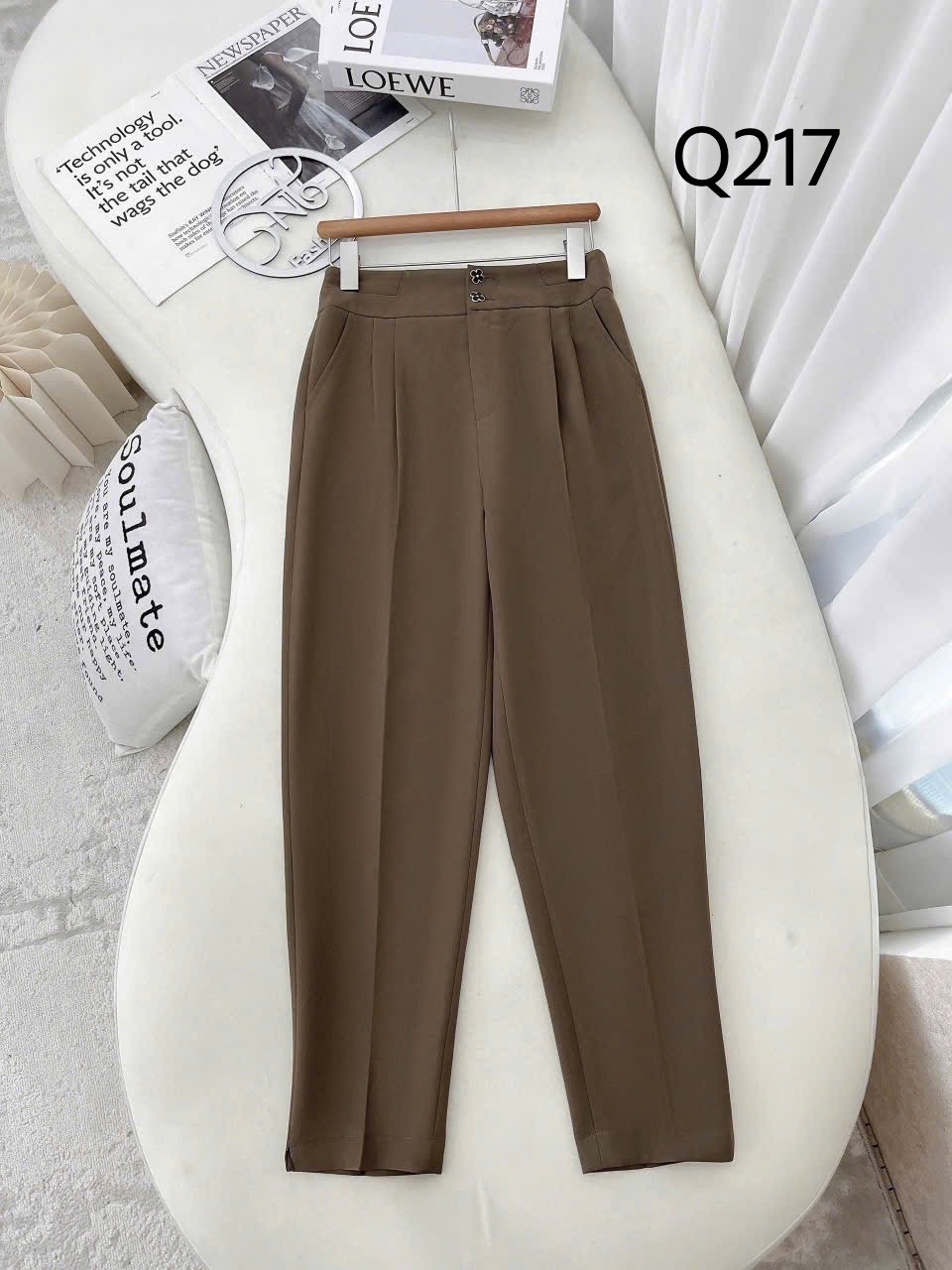 Q217 Quần baggy hai cúc hoa