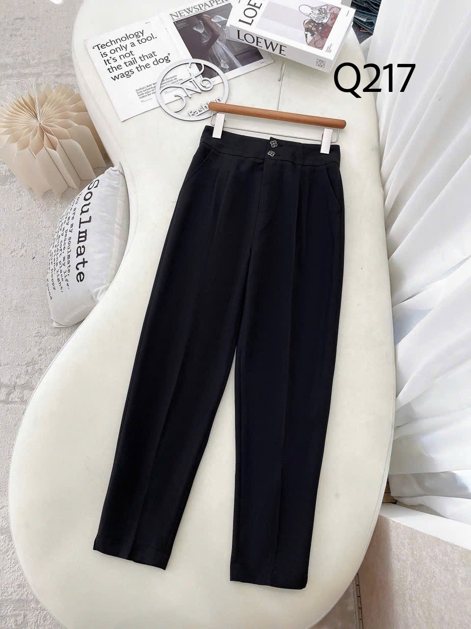 Q217 Quần baggy hai cúc hoa
