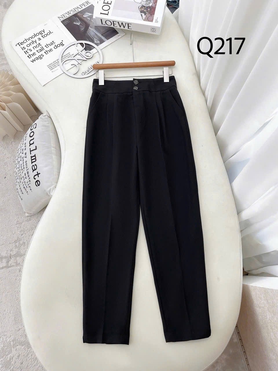 Q217 Quần baggy hai cúc hoa