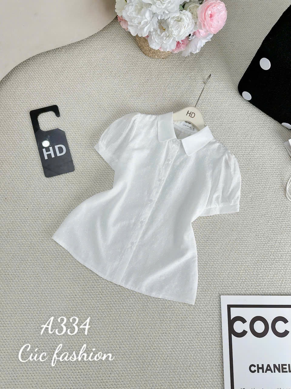 A334 Áo sơ mi vân nơ nhỏ