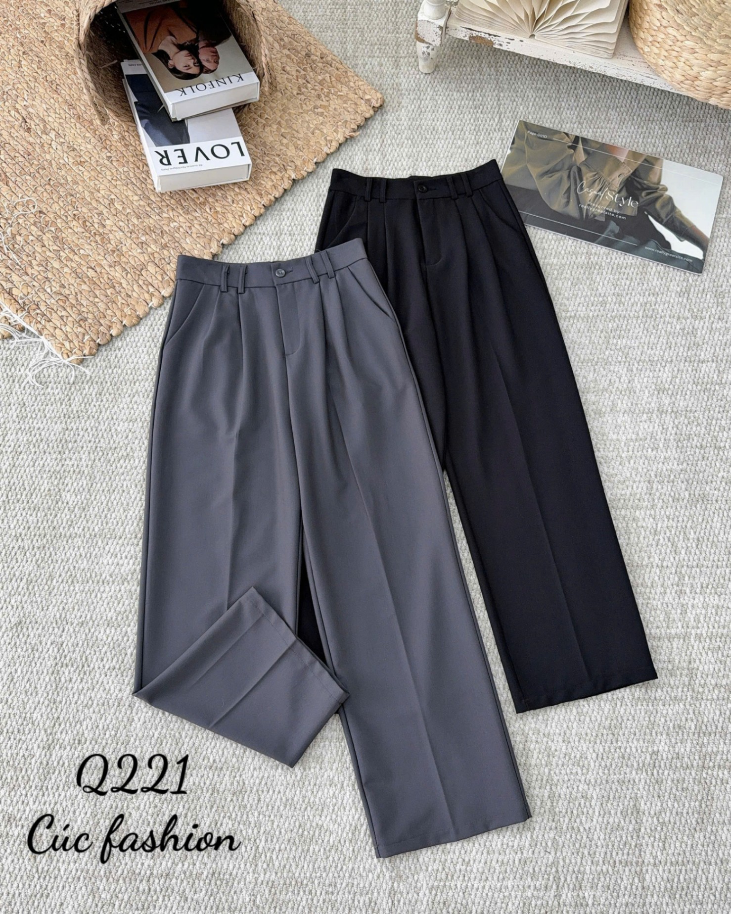 Q221 Quần xuông đỉa đôi có ly