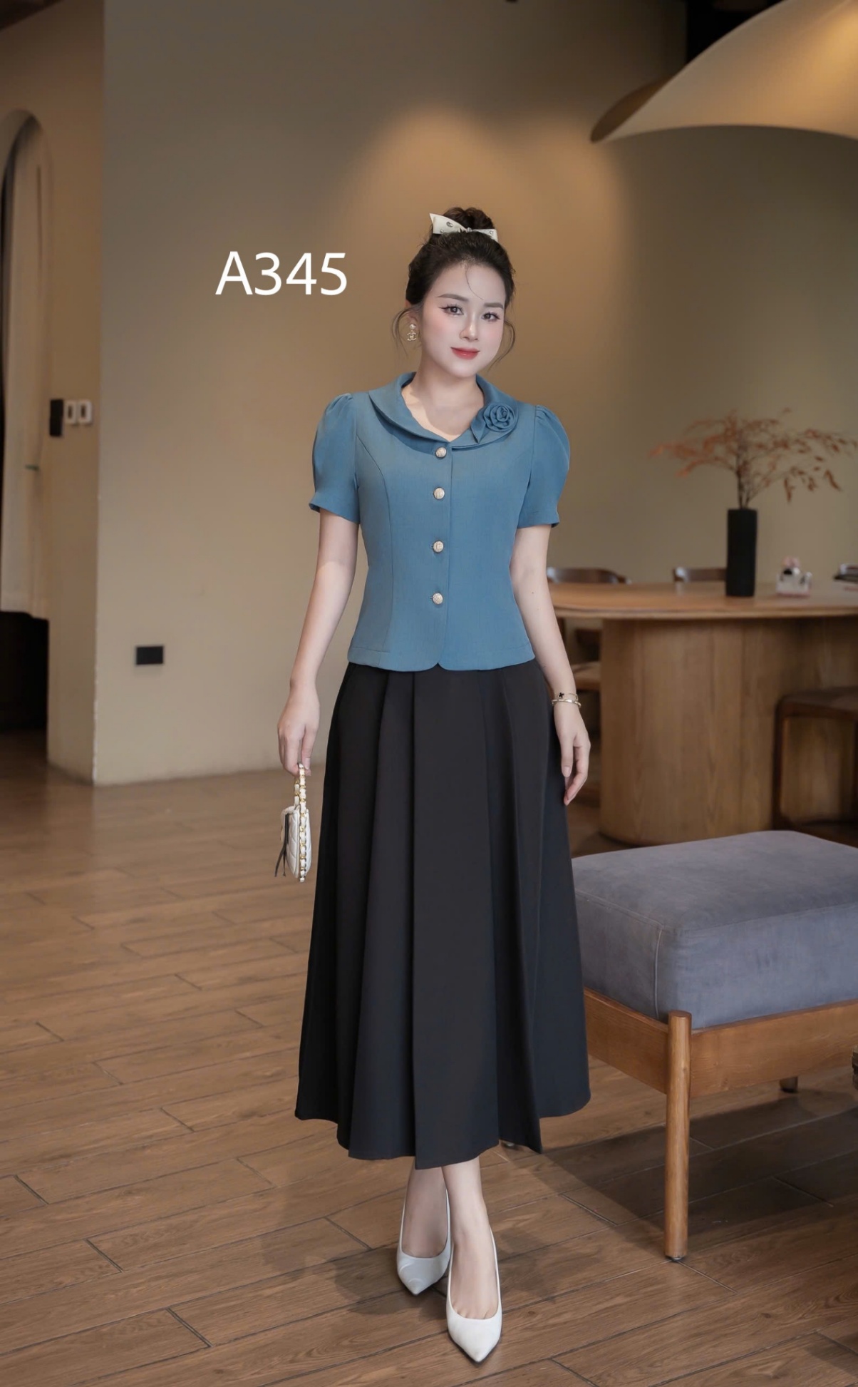 A345 Áo kí giả cổ hoa