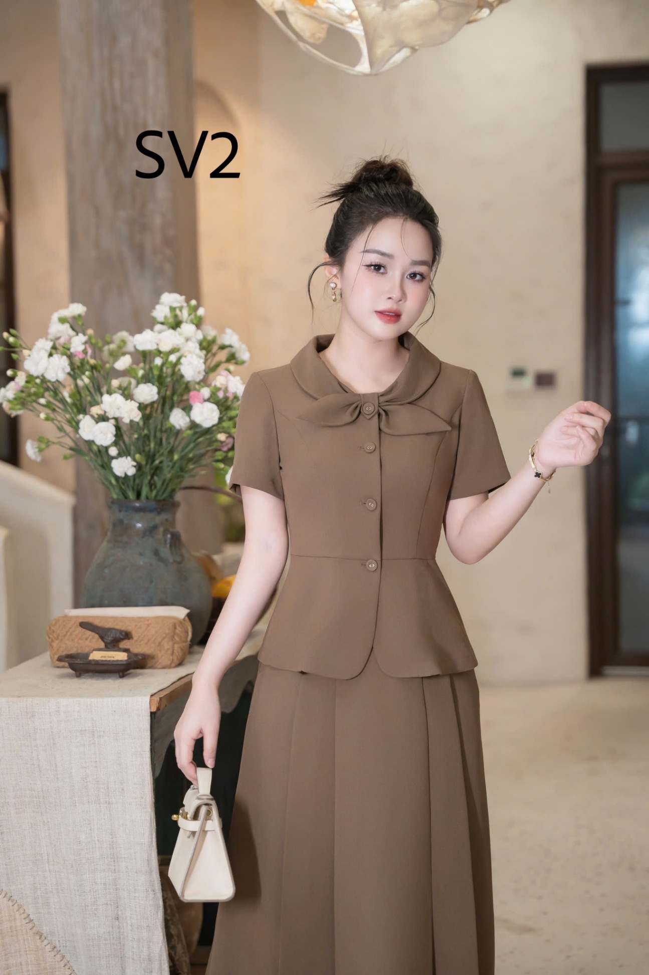 SV2 Set áo kí giả cv xếp ly